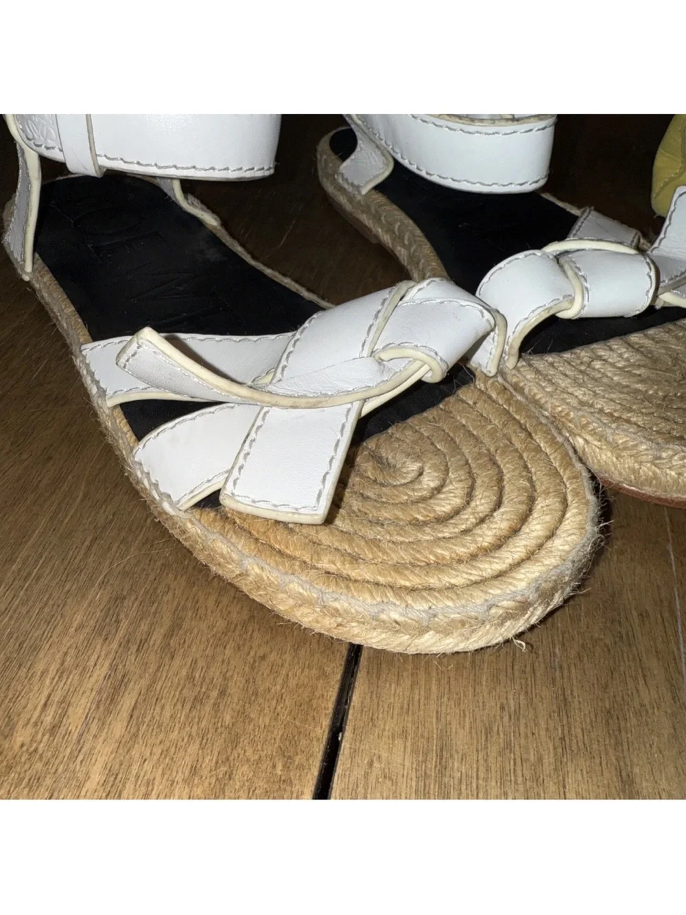 Loewe White Leather Sandals Espadrilles 38
